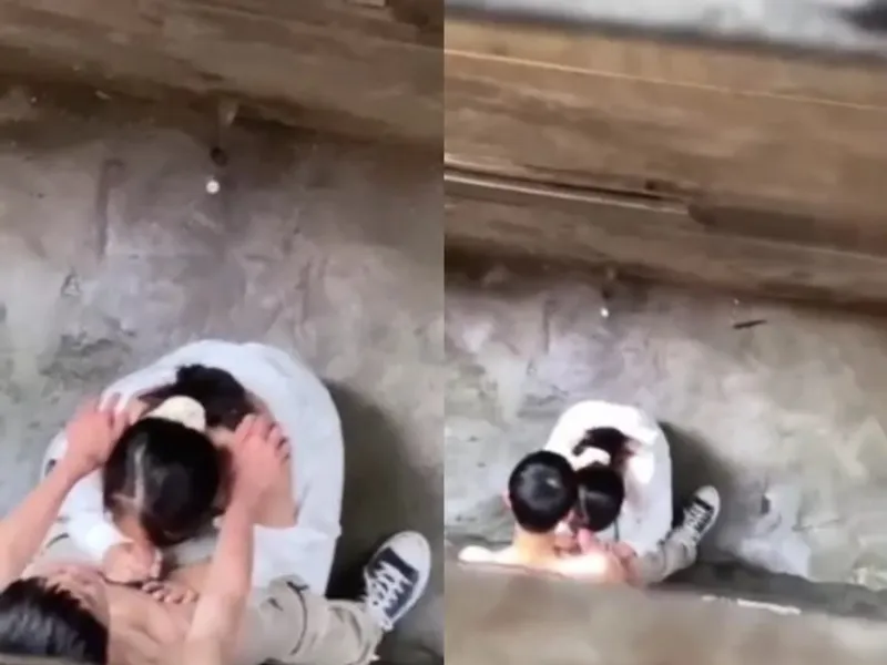 Quay lén nữ sinh bú chim cô bạn gái ở khe nhà